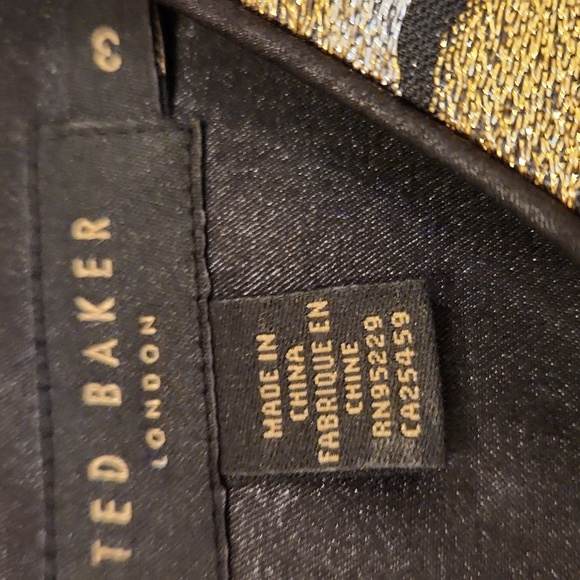 Ted Baker cocktail dress size USA 8. Gold, black, silver and red. - Picture 3 of 6
